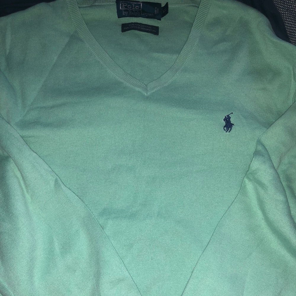 Ralph Lauren Men Polo Knitted Teal Color Sweater
